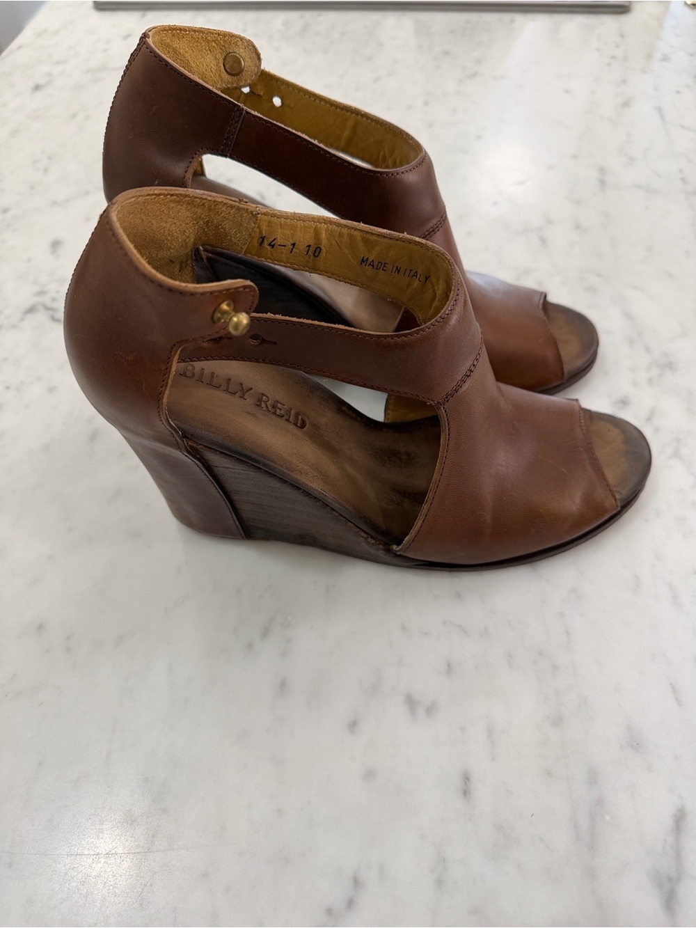 Billy Reid Brown Leather Goldie Wedge Sandals